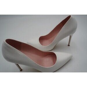 Elizabeth Tang Women's Sz 9 White Pointed Toe Stiletto Glossy Dressy Heel Pumps